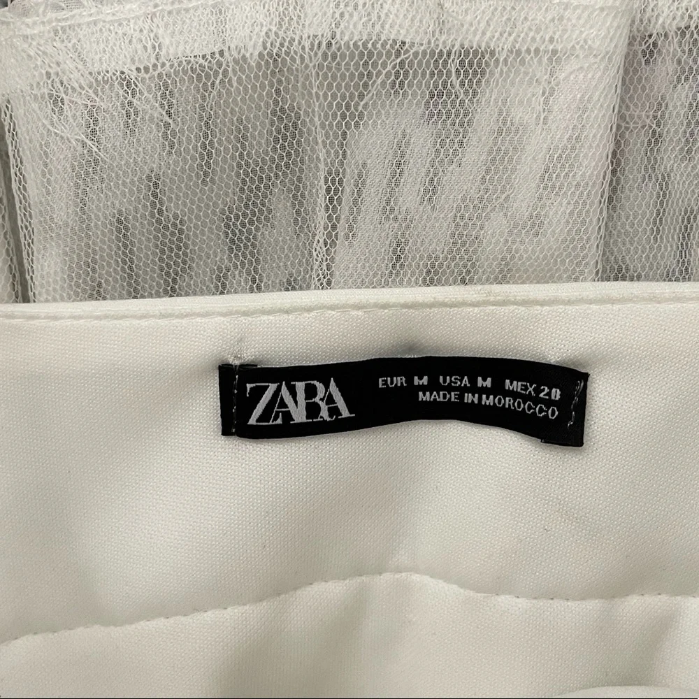 Zara White Crop Top Textured Fringe Top - Picture 8 of 16